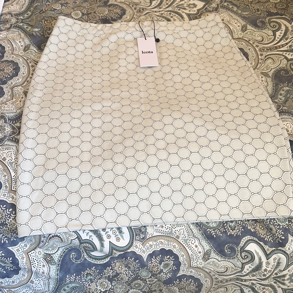 Leota Cream and Gray Midi Skirt